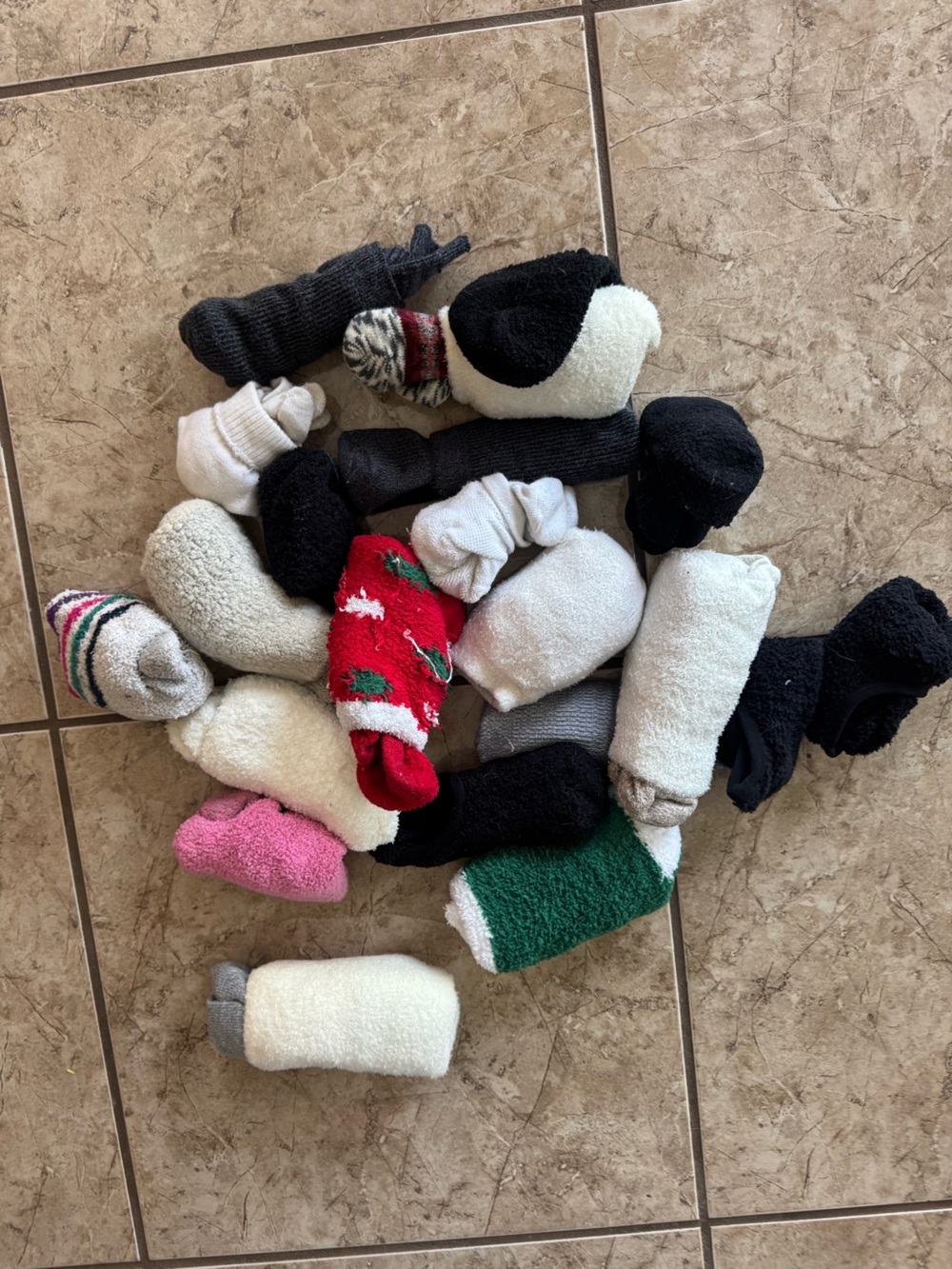 Mixed Cozy Crew Socks Bundle - Black, White, Red, Green, Pink